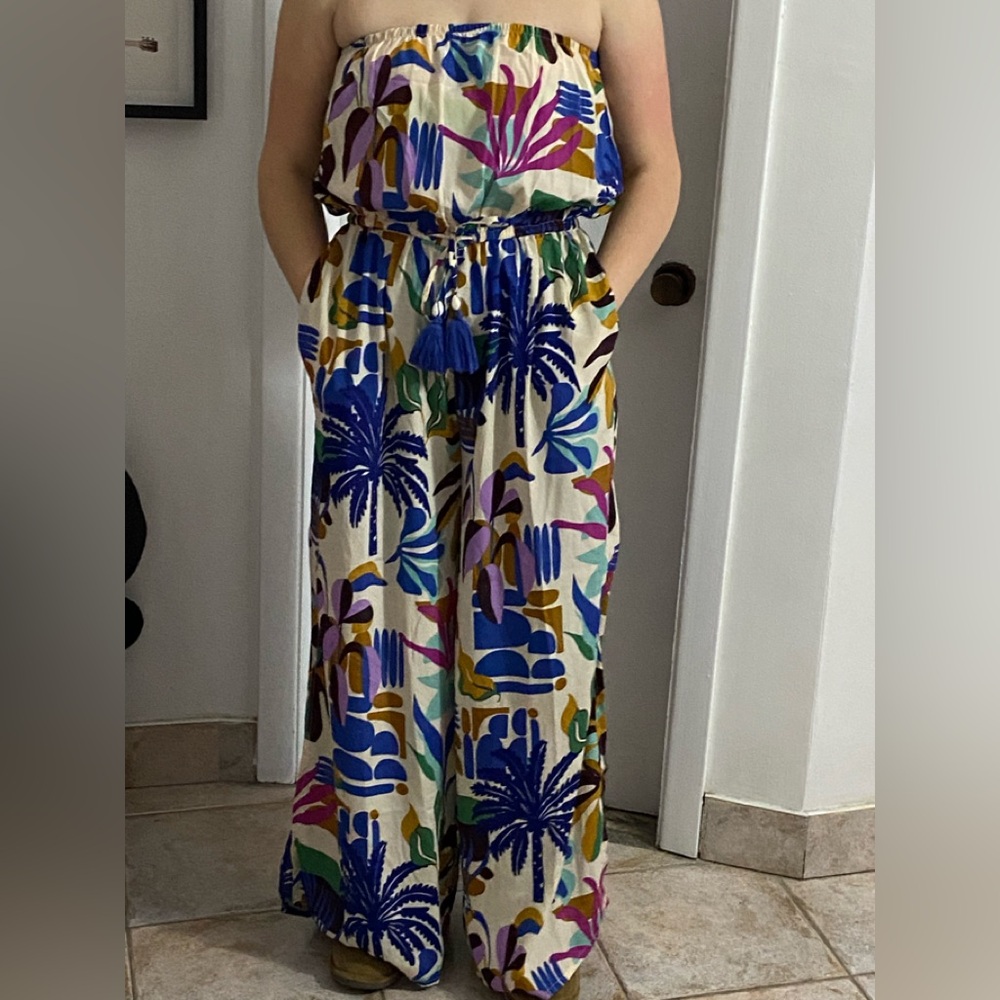 True Destination Resort Wear Colorful Strapless Jumpsuit size XL NWT